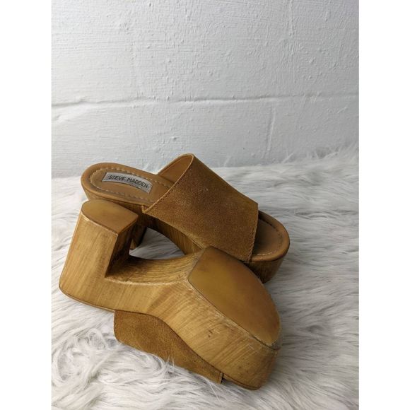 Steve Madden Sandals Size 38 US 8 Playdate Platform Made in Italy Y2K Chestnut S - Picture 5 of 7